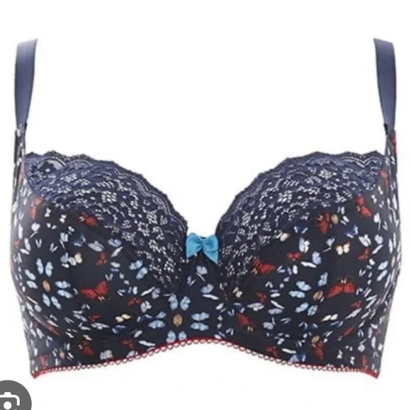 Cleo By Panache Kayla Butterfly Print Lace Balconette Bra 32G - Picture 10 of 16